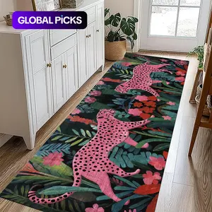 Luxury European Leopard Print Carpet, Colorblock Design, Decorative Rug, Foldable Washable Non-Slip Plush Rug, Home Decor Rug, Animal Print Rug for Living Room Bedroom Hallway #GLOBAL PICKS