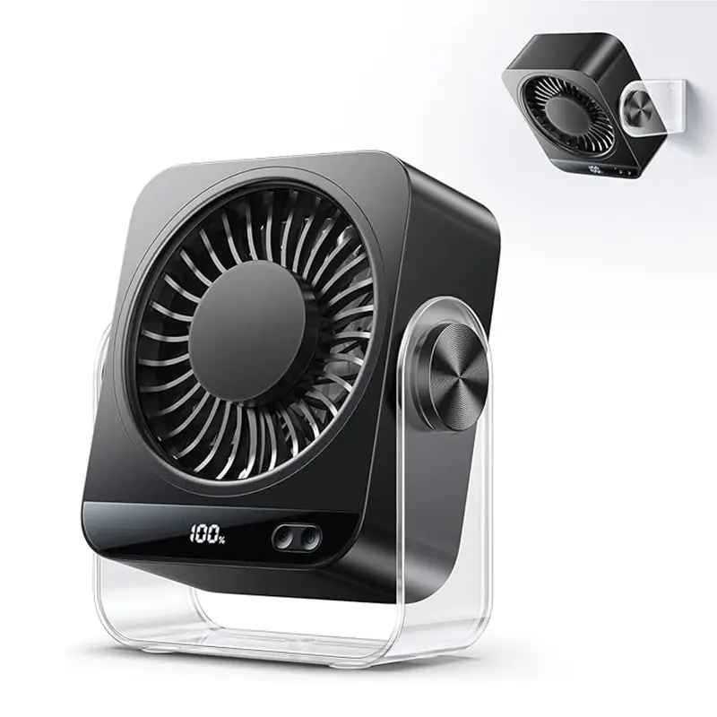 Desk Fan for Bedroom, Rechargeable USB Turbo Table Fan, 199 Speeds, 120° Rotating Quiet Portable Desk Fan with LED Display, Small Cooling Fan for Office Bedroom Travel Summer