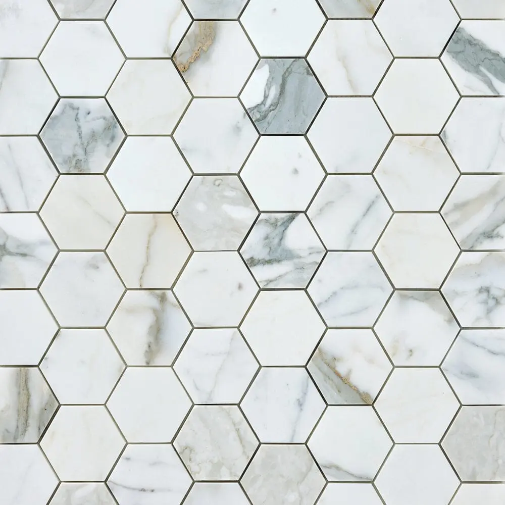 Calacatta Gold  Hexagon 3x3 Polished/Honed Marble Mosaic Tile Sample