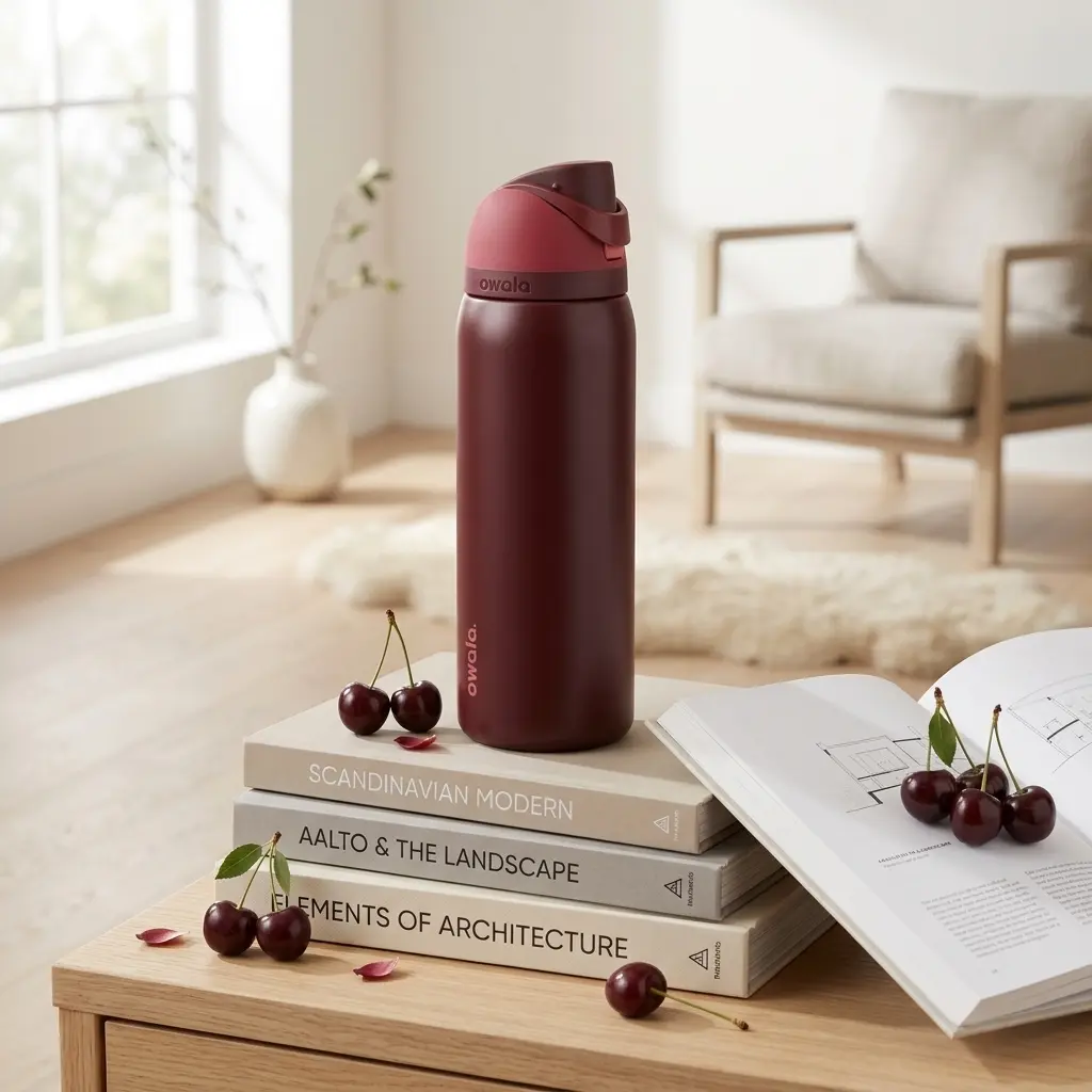 Owala 32oz FreeSip Insulated Stainless Steel Water Bottle – Burgundy Cherry Leak-Proof Travel Bottle
