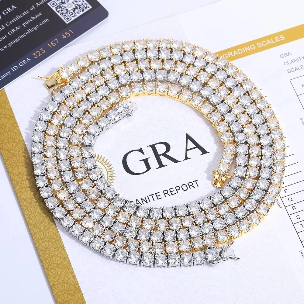 3/4/5/6mm Iced VVS Moissanite Sparkling Tennis Chain Gift to Women With Exquisite Jewelry Necklace