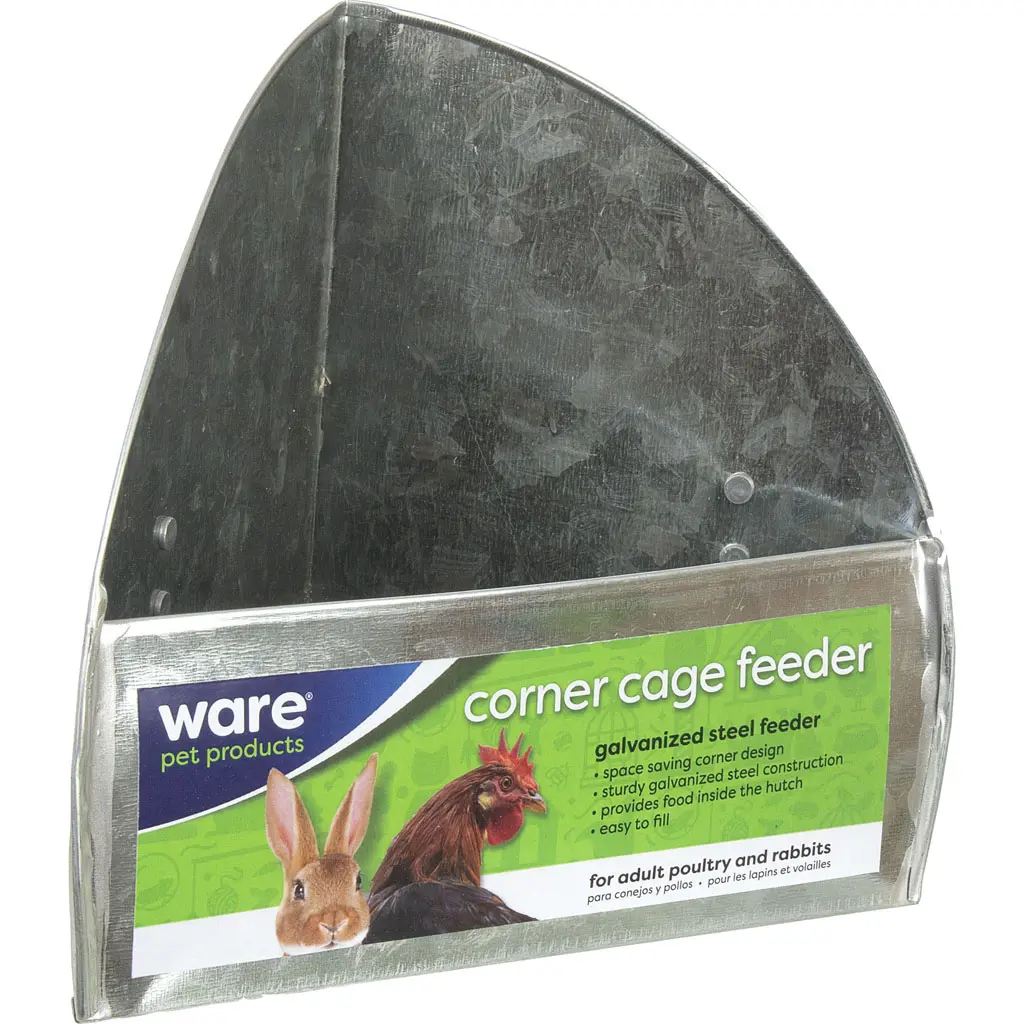 Ware 12062 Chicken Corner Cage Feeder - Metal - 6 x 4.75 x 4.75 in.