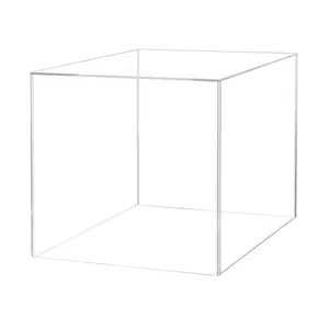 16" Clear Acrylic Display Riser Box with One Open Side No Lid Versatile Glossy Square Lucite Retail Product Platform or Merchandise Storage Bin Dust Cover No Assembly by 321 Plastics