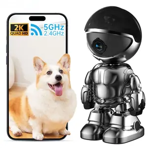 Indoor Camera Robot, 2k 5g/2.4ghz WiFi Pet Robot Cam with Phone App EseeCloud, 360 PTZ Nanny Cam Dog Cam with Audio/Video, Spy Camera 2-Way Audio Motion Tracking 7/24 Night Vision
