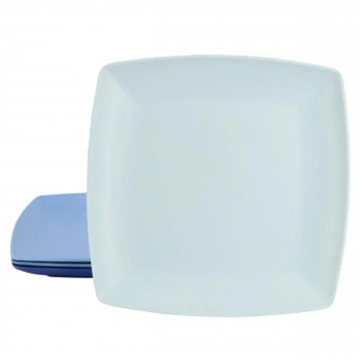 212 MAIN 10.5 in. Modern, Chip-Resistant Lightweight Square Melamine Plates Set, 4-Piece Assorted Blue Plastic Plates with Rack, Indoor-Outdoor Ready, Lightweight Plastic Plates, Indoor Outdoor Plates