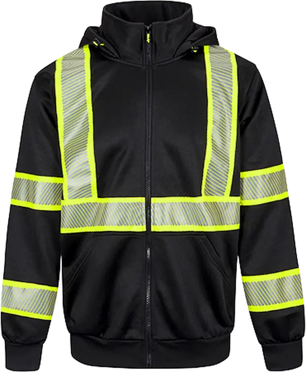 Portwest Iona Plus Cotton Fashion Hoodie with Zipper, Men's Tops Clothes, Black - 6XL (F143BKR6XL), Office