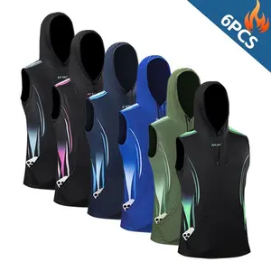 Men’s cool and breathable sleeveless hooded vest — summer gym training shirt, running jacket, casual solid-color sleeveless layering piece (machine washable), suitable for outdoor exercise and everyday wear GARMENTARY