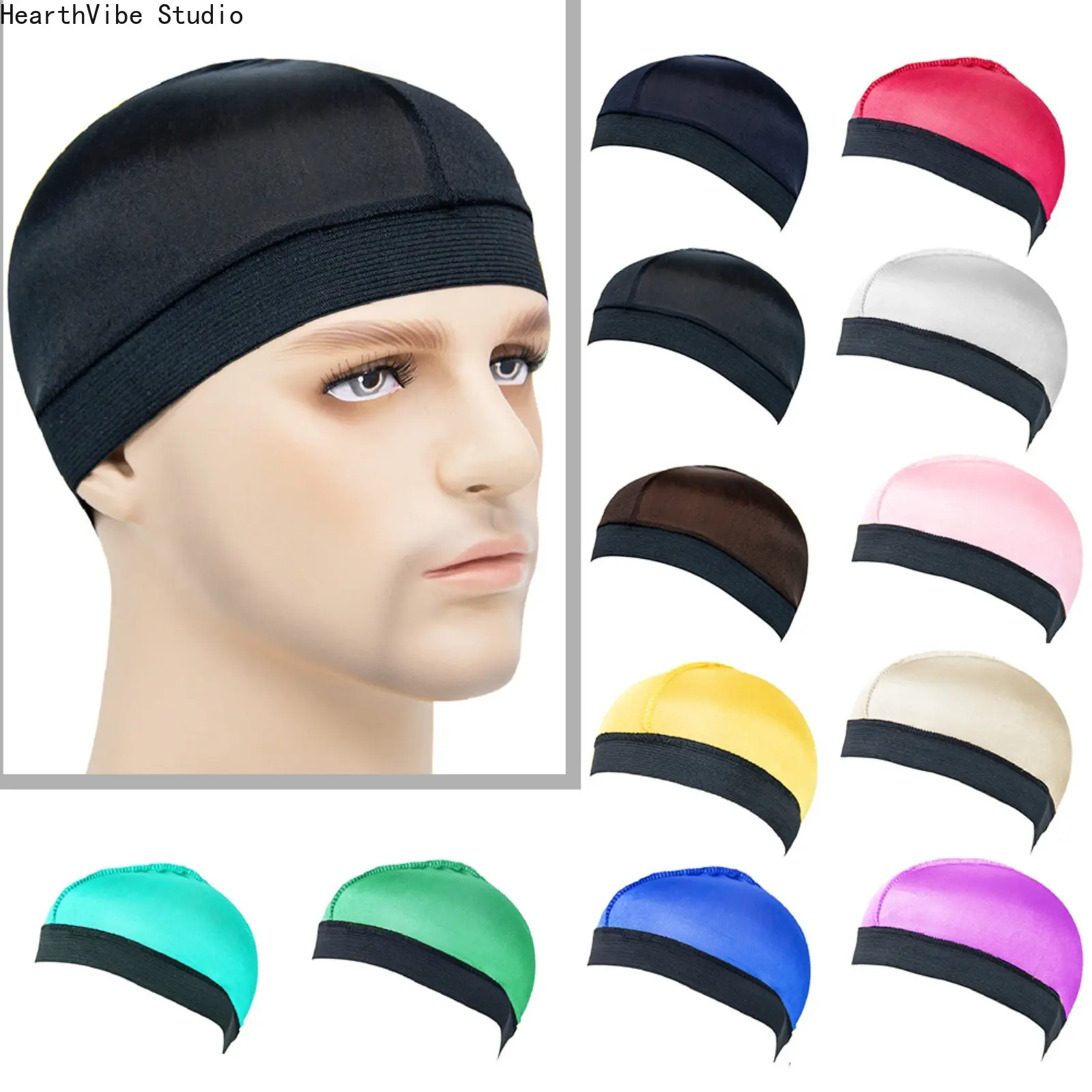 Premium Silky Spandex Dome Cap for Men & Women | Upgraded Wide-Band 360 WavesCompression Cap, Flawless Breathable Wig Liner Cap for Seamless Install, Anti-Slip Sleep Hat