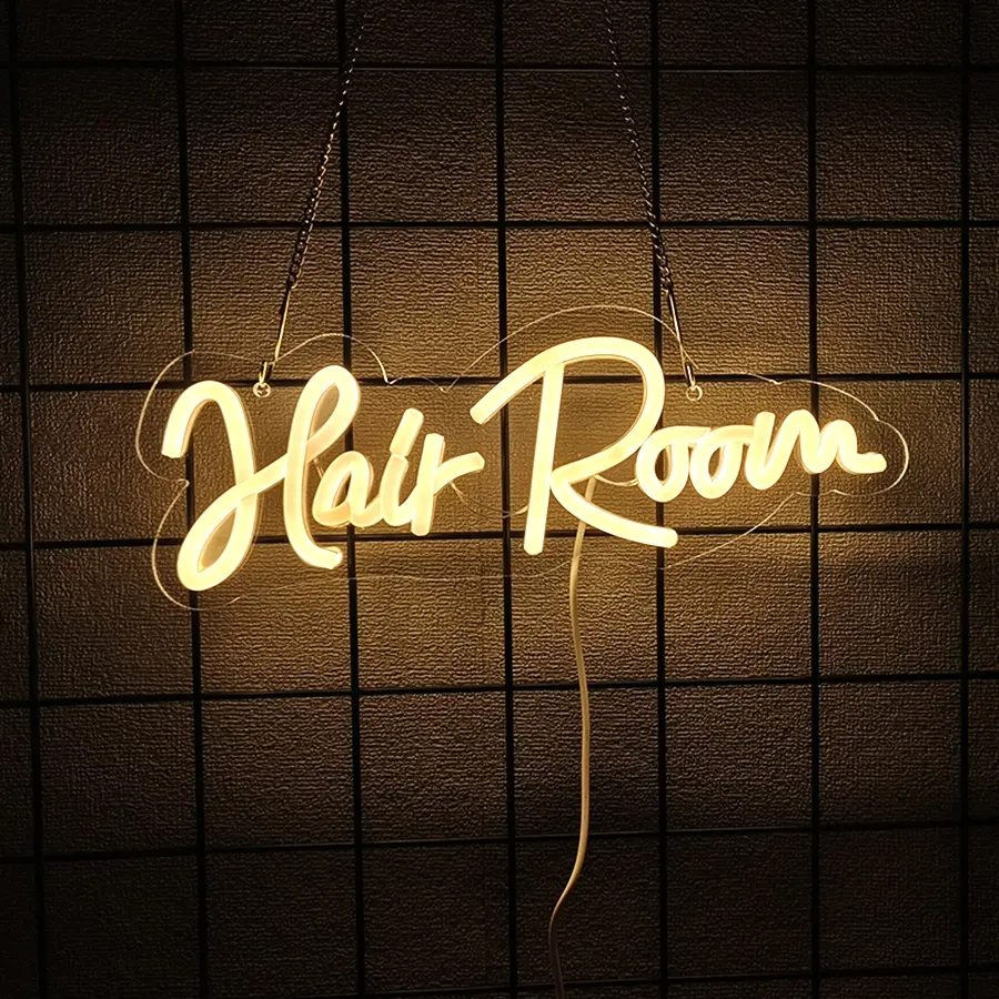Hair Room Neon Sign For Spa Beauty Room Nail Brows Lashed Salon Studio LED Wall Art Decor For Business Stores Logo Barber Shops Led Word Indoor Neon Lights Glowing Letter Lights 5V USB Powered Easy Hanging Decorative Neon Light