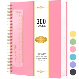 A4 Spiral Notebook, Large College Ruled Journal for Women Men, 300 Pages Hardcover Lined Note Book for Work School Note Taking Business, PVC Cover Notepad with 100GSM Thick Paper, 8.27 X 11.2in
