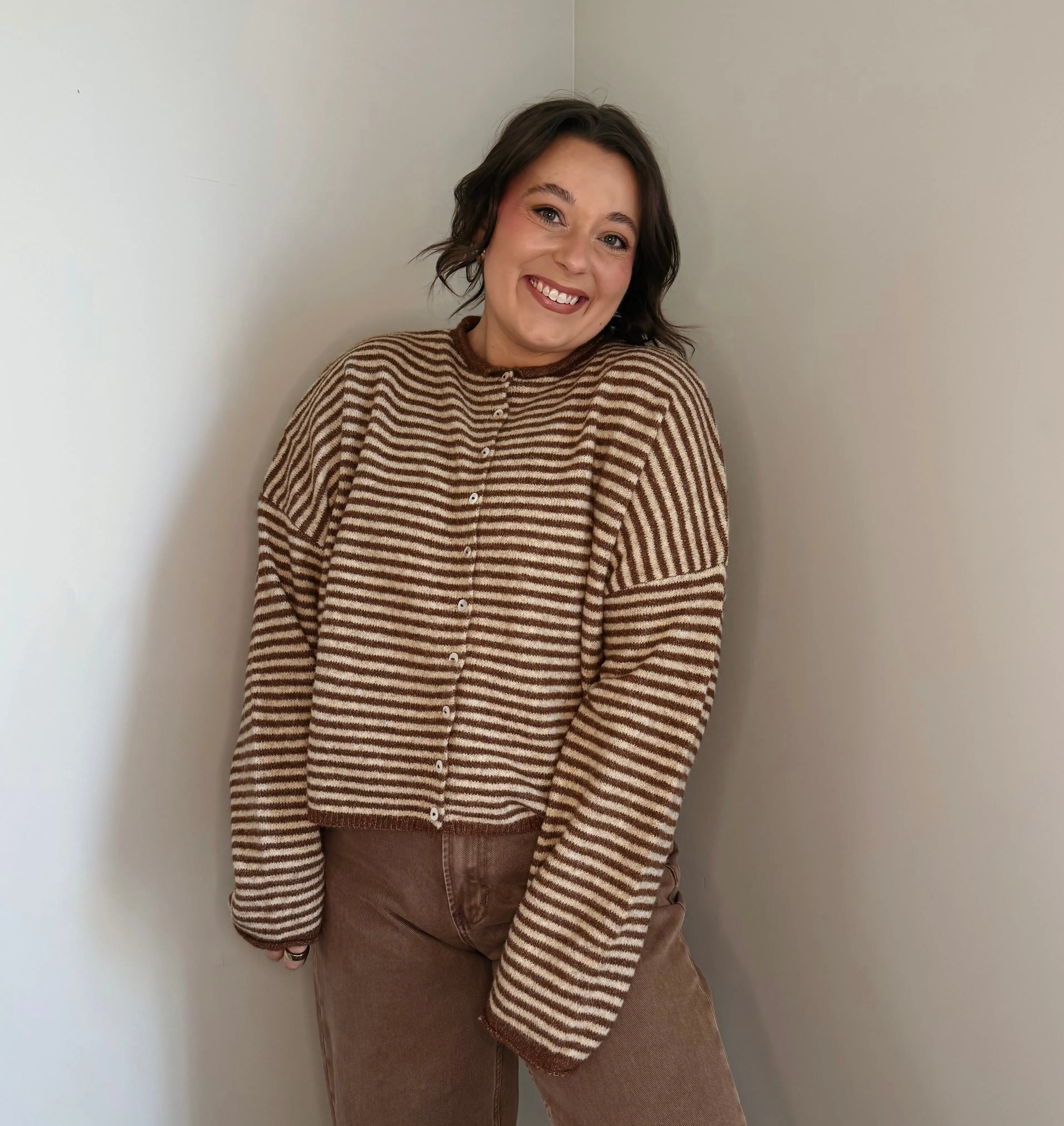 The Row Cardigan-Brown Stripe The Row Cardigan-Brown Stripe