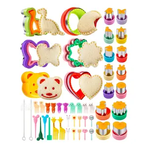 48 Pcs Sandwich Cutter, Cookie Cutters, Fruit Vegetable Cutter Shapes, Food Picks for Bento Box, Mouse Dinosaur Star Square Heart Shape
