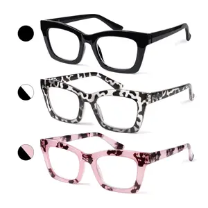 ZOELEAD 3-Pack Fashionable Women's Reading Glasses Blue Light Blocking Large Frame Computer Readers Spring Hinge