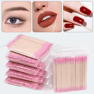 100/200/300/500pcs Dual-Ended Disposable Sterile Cotton Swabs, Tattoo Cleaning/nail Design/lash Extension, Makeup Tool, Beauty Cosmetics