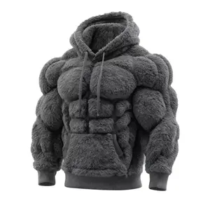 3D Effect Muscle Hoodie Autumn/Winter New Collection with Velvet Warm Hoodie