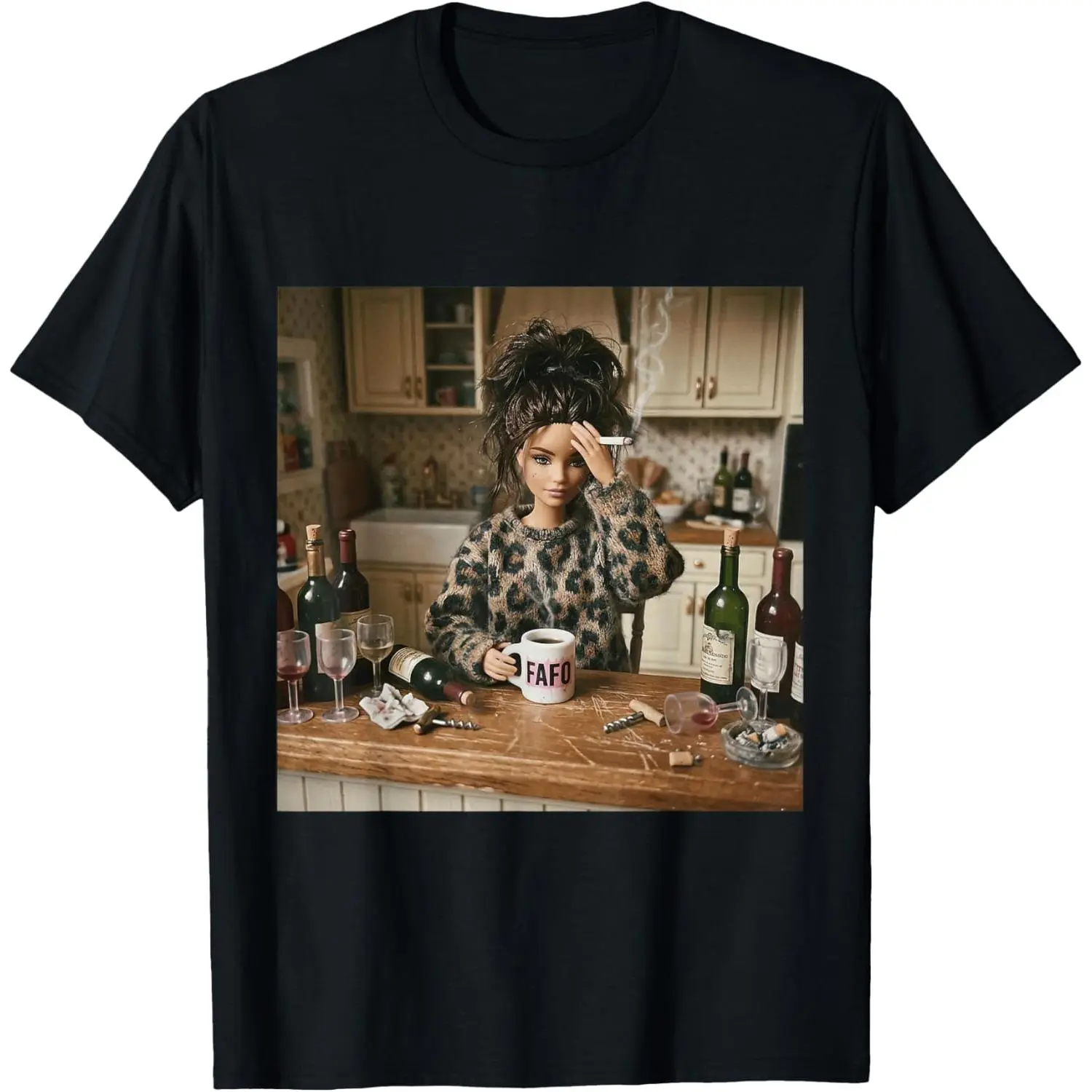 Funny Creepy Doll Face Meme T-Shirt - Weird Mom Humor Graphic Tee, Unisex Casual Top
