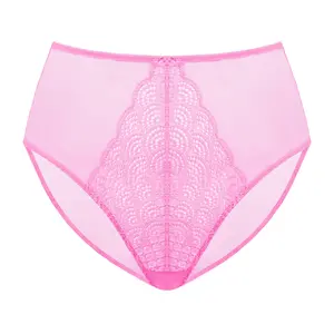 Live Exclusive Mermaid Scales Soft Mesh Lace Sheer Back High-Rise High Waisted Brief Matching Panty