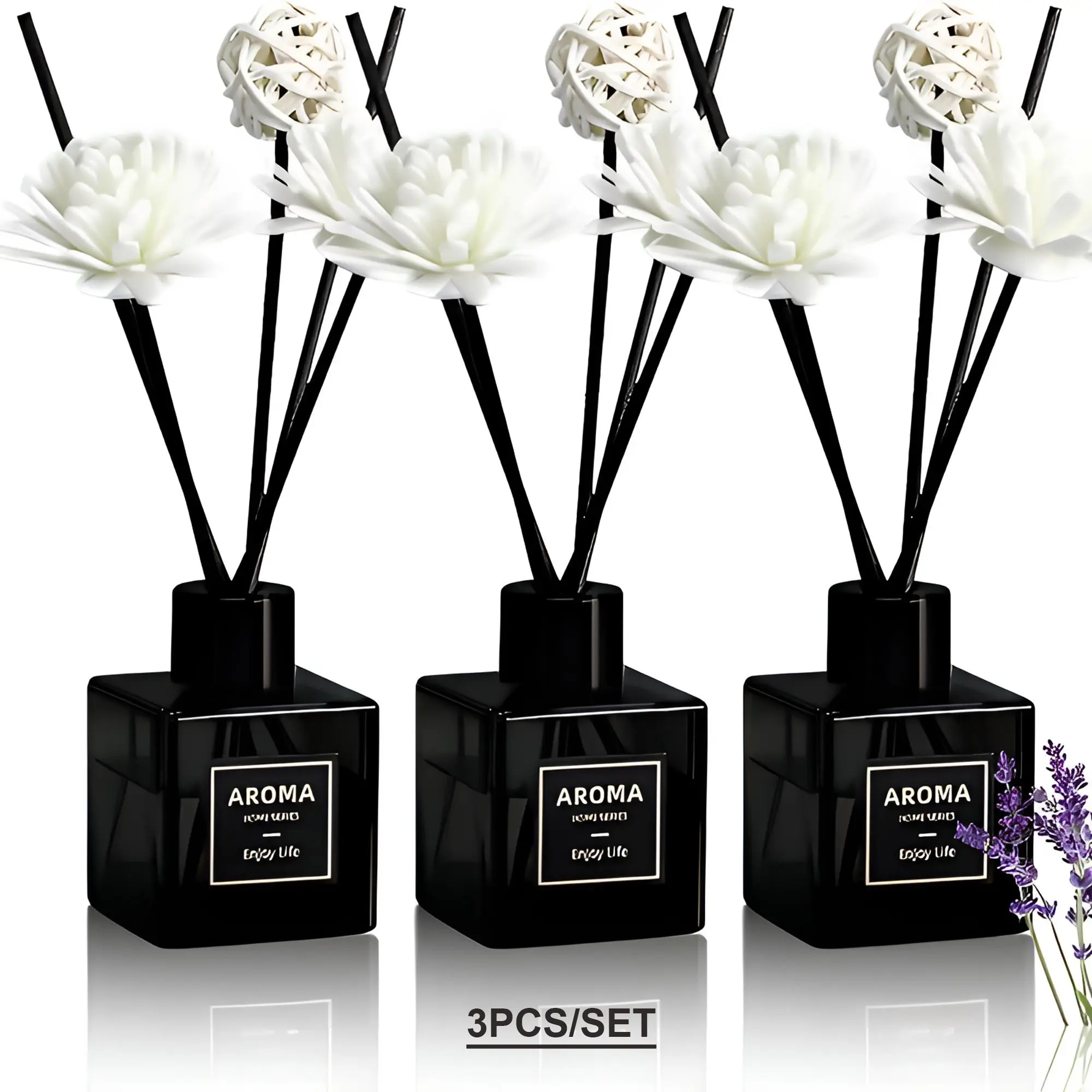 50ml Scented Reed Diffuser with Stick, 3pcs Aromatherapy Essential Oil Diffuser, Aromatherapy Scent Diffuser, Home Fragrance Reed Diffuser for Bathroom, Bedroom, Living Room, Office, Home Fragrance Decor, Aromatherapy Diffusers