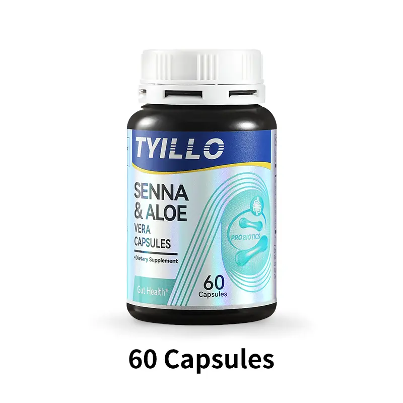 TYILLO Senna & Aloe Vera Dietary Capsules - Gut Health Vitamins, Natural Ingredients Vitamin, Herbal Extract Digestive Aid, High-Fiber Gastrointestinal Support, 60 Tablets