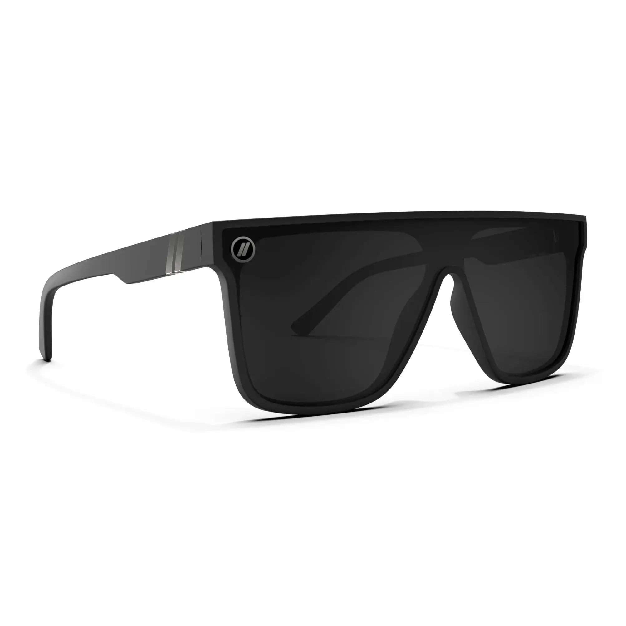 Blenders Eyewear SciFi Dark Flatter Sunglasses Polarized Smoke Lenses UV400 Protection Scratch Resistant Matte Black Frame Unisex Bold Modern Futuristic Style