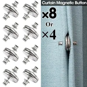 4/8 Pairs Magnetic Curtain Closure Clips No Nail Needed Strong Magnetic Door Curtain Gap Sealing Clamp Fixing Clip, 4/8 Pairs, Interior Decoration Accessories