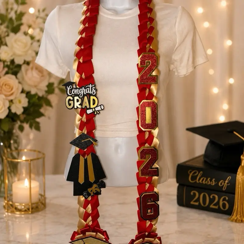 Red & Gold Graduation Ribbon Lei