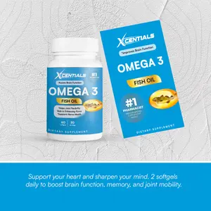Xcentials Omega 3 Fish Oil - for Heart Brain & Joint Health - Essential Fatty Acids for Cognitive Function Support - #1 Pharmacist Recommended Supplement