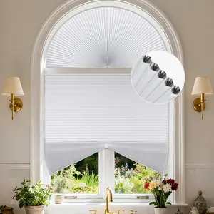 Grandekor No Drill Arch Window Shades Blackout Honeycomb Blinds for Half Circle Windows Room Darkening Kitchen Nursery Living Room Bedroom White outdoorfun