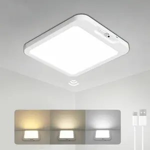 Smart Sensor Ceiling Light, Rechargeable Design, Adjustable Brightness & Color Temperature, Dual Sensing for Hallway, Stairs, Closet, Bathroom