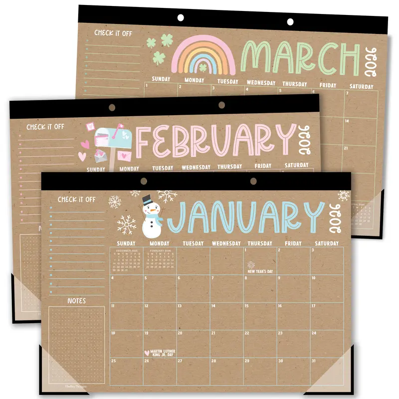 Hadley Designs 2026-2027 Desk Calendar 18-month 11x17 Inches Monthly Planner for Office & School Planning