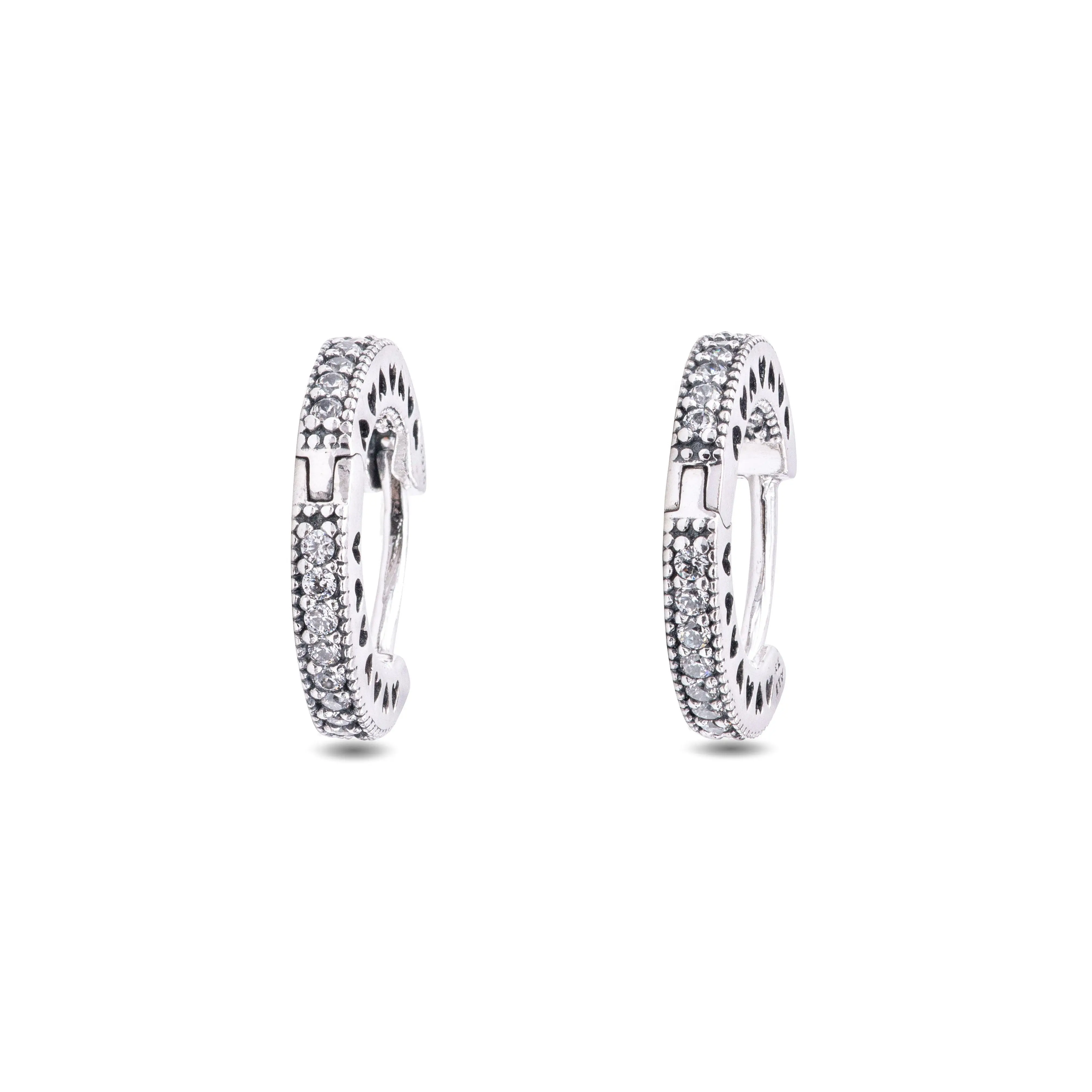 PANDORA Hearts of PANDORA Hoop Earrings - 296317CZ, Heart, Cubic Zirconia, Adults
