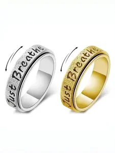 Titanium Steel Couple Initial Rings, 360° Smooth Rotating Stress Relief Jewelry, Unisex Anxiety Reliever, Fashion Accessory