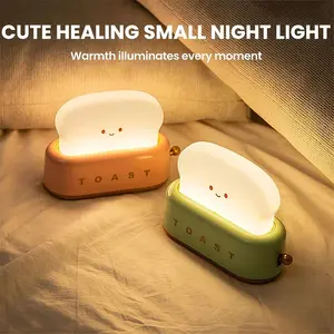 Cute Toast Bread Machine Shape LED Table Lamp, Rechargeable 3000k Night Light, Ambient Night Lamp, Warm Decorative Lighting, Perfect Gift for Home (/olive/)