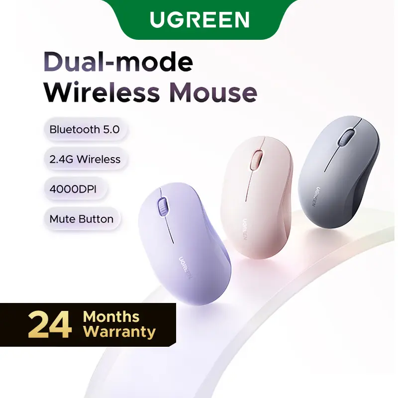 UGREEN  Wireless Bluetooth Mouse Laptop Mice Portable(BT5.0 and USB 2.4G) Dual Mode Connection Silent Slim Computer Mouse for Laptop/iPad Tablet/Apple MacBook/PC,DealsForYouDays