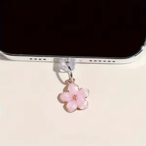 Cute Flower Design Phone Dust Plug, 1 Count Phone Charging Port Anti-Dust Plug, Cell Phone Dust Plug Charm, Phone Accessories for iPhone & Type C, Phone Decoration