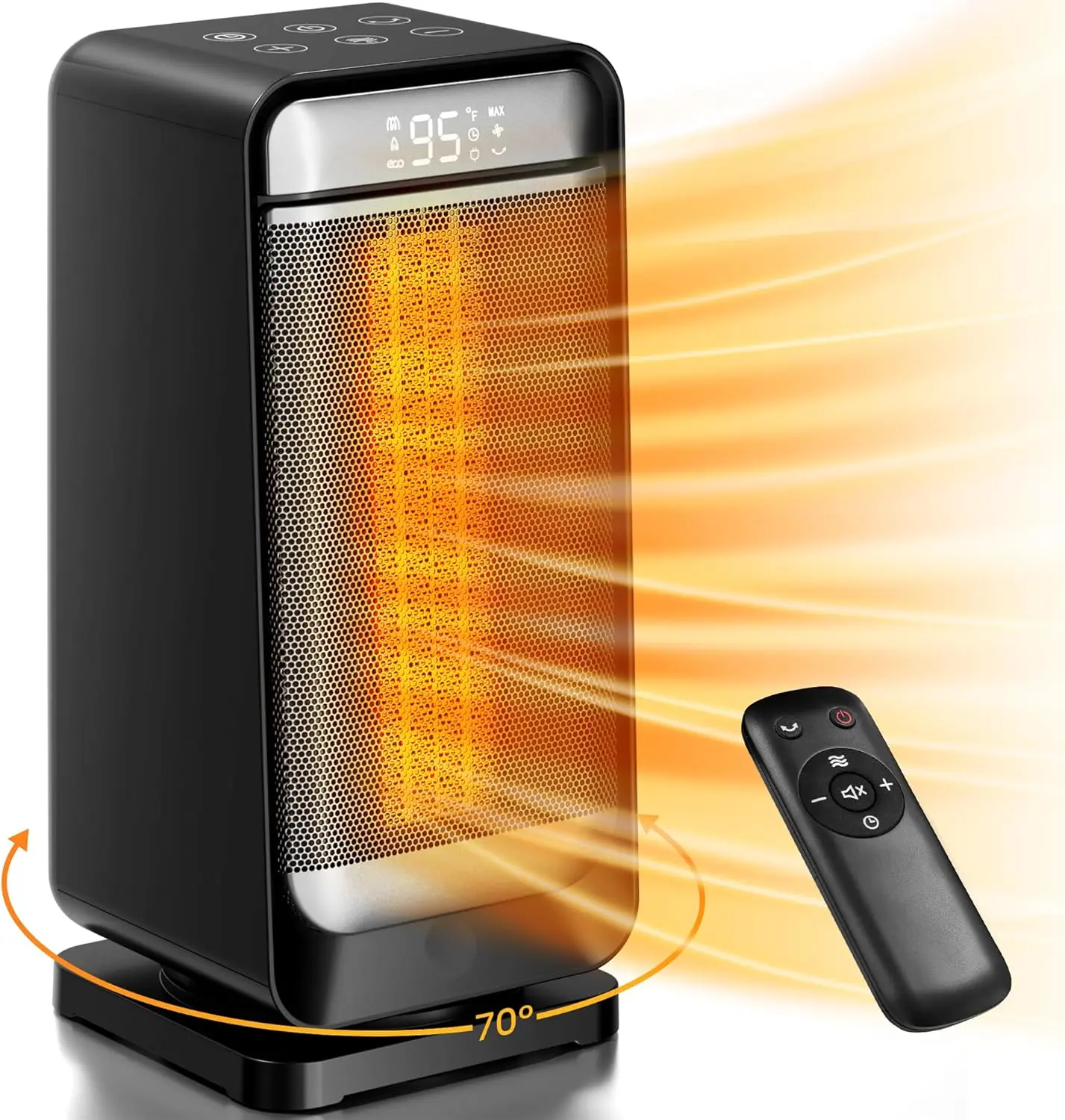 Space Heater,1500W Portable Heaters for Indoor Use with Thermostat, 70°Oscillation, Digital Display, 12H Timer,Electric PTC Ceramic Fast Safety Heat for Office Bedroom Desk