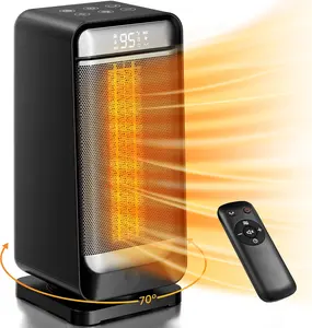 Space Heater,1500W Portable Heaters for Indoor Use with Thermostat, 70°Oscillation, Digital Display, 12H Timer,Electric PTC Ceramic Fast Safety Heat for Office Bedroom Desk