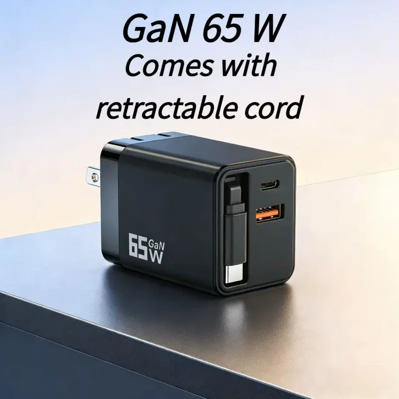 Gan Quick Charger, Retractable Charger Block, Fast Charging Solution, Efficient Power Delivery, Ideal for Daily Use, Reliable Performance, Compact Design, Gan Power Adapter, Pd Wall Charger, High Speed Charger, High Efficiency Charger
