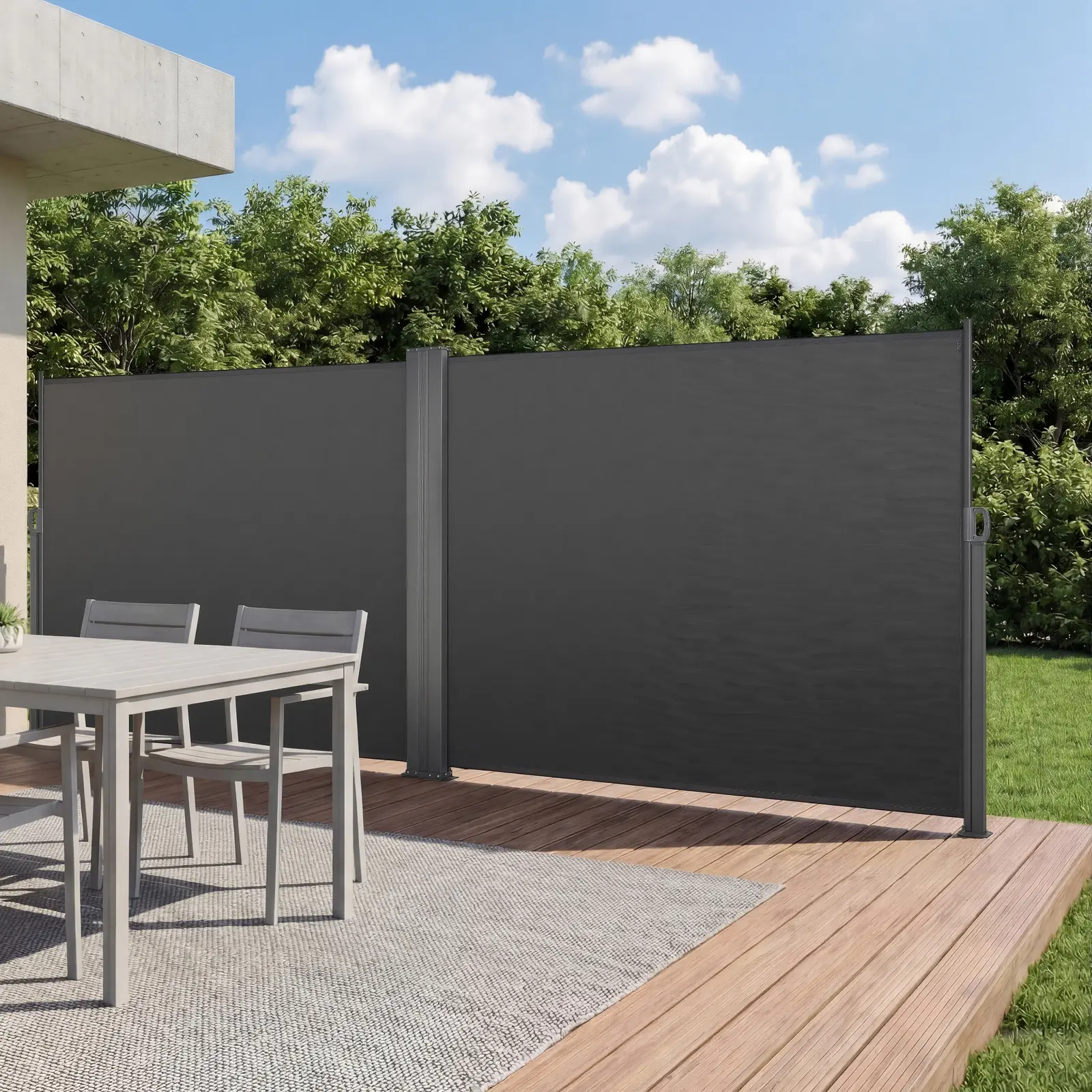 【summerfinds】VEVOR Retractable Canopy Awning, 71"x236" Outdoor Rated UV Blocker Canopy Sunshade Awning with 180 g/m² Polyester Fabric, Waterproof Patio Decor Privacy Shade for Patio, Garden, Gray, Retractable Canopy Awnings