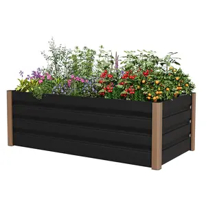Garvee 79 x 32 x 16 in Aluminum Raised Garden Bed, Open Bottom Planter Box Kit, Rounded Safety Corners, Protective Edge Trim, Gray