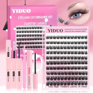 Individual False Eyelashes with Bond and Seal & Tweezers & Remover, 1 Box Natural Look Eyelash Extensions, Self Use Eye Makeup Enhancement Kit, Lash Clusters Kit, Cosmetic