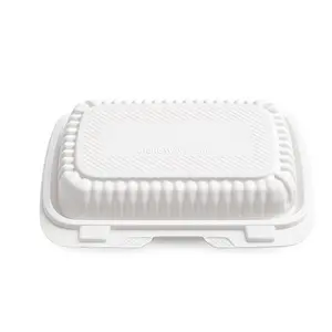 9X6 1-Compartment 50-Pack Plastic Clamshell Food To Go Box Containers Carryout For Sandwich Salad Heavy Duty Disposable Hinged With Secure Snap Lid To Go Containers Microwave and Freezer Safe - Reusable & Disposable Heavy Duty Clamshell Takeout |