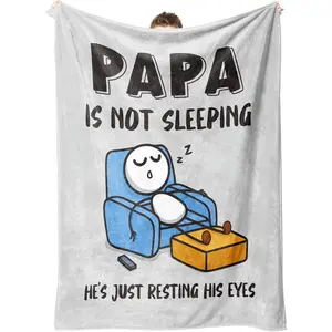 Funny Papa Gifts, Papa is Not Sleeping Blanket Gift from Grandkids Daughter Son, Birthday for Papas Dad Grandpa, Flannel Throw for Couch and Naps, 60'’ x 50'’