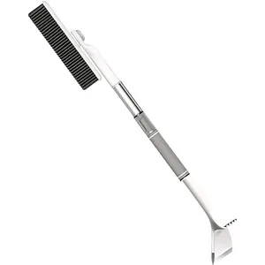 3-in-1 Extendable Ice Scraper and Snow Brush for Car Windshield, Upgraded 360° Pivoting Brush Head with Comfortable Foam Grip - Detachable Snow Removal Tool for Truck, SUV, and Vehicle Windows