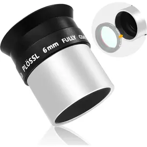 Telescope Eyepiece 6mm Plossl, 1.25 Inch Telescope Accessory Eyepiece Fully Multi Coated 4-Element Plossl Design, Metal 50 Degree Apparent Field of View for Astronomy Telescopes & Filters