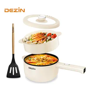 Dezin Multifunctional Portable Electric Hot Pot 2L with Power Adjustment, Non-Stick Coating, Over-Heating Protection, Travel-Friendly, Ideal for Sautéing & Boiling, Household Appliances