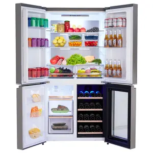 GARVEE 36 Inch Large Capacity French Door Refrigerator, 21 cu.ft Refrigerator with 4 Doors & Wine Cabinet, Dual Ice Maker, Adjustable Glass Shelves