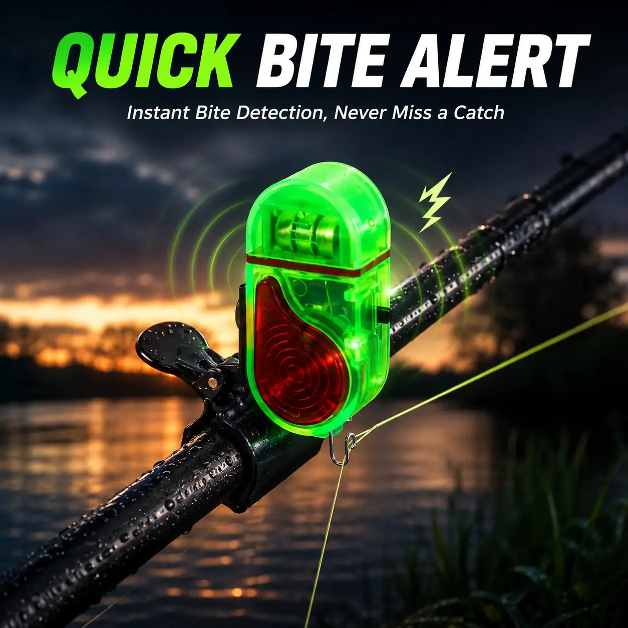 CASTOVA 2-Pack/4-Pack Fishing Bite Alarm with LED & 80dB Sound Alert, Adjustable Clip-On Fishing Rod Alarm for Night & Bank Fishing