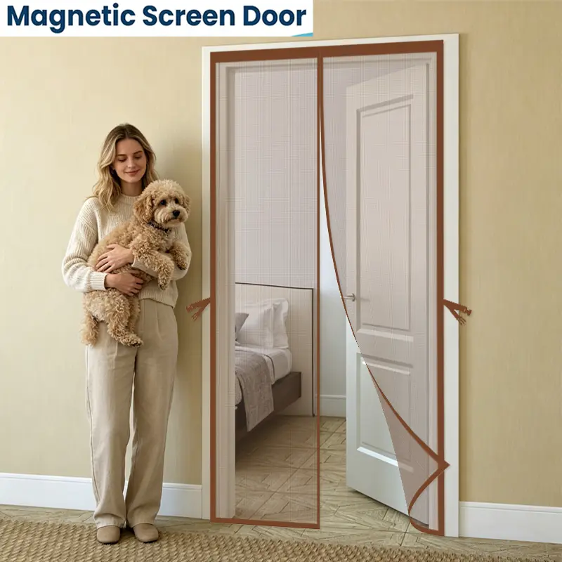 1PC Magnetic Screen Door Automatic Closing - Heavy Duty Hands-Free Mesh for Insect Protection, Easy Installation, Suitable for All Seasons, Designed for Bedroom, Kitchen, Garage, Hotel, Modern Privacy Screen Door, Partition Mesh Door