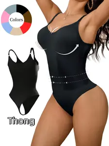 Women Adjustable Thin Straps Shapewear, All Season Slimming Belly Control, Thong Seamless Design, Basic Strapless Shapewear, Lightweight Bodysuit